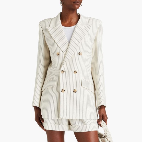 Frame pinstripe cotton-linen blazer 4